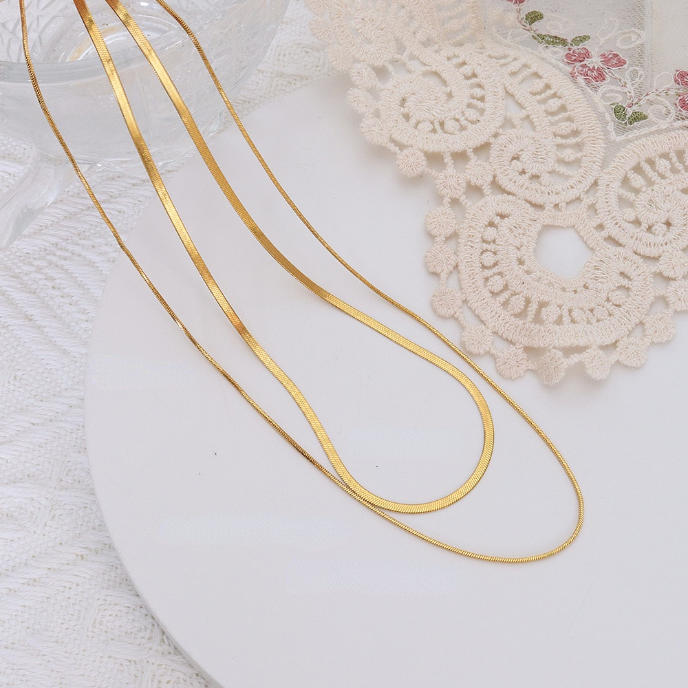 Marka French Double Layer Blade & Queen Plate Necklace Set