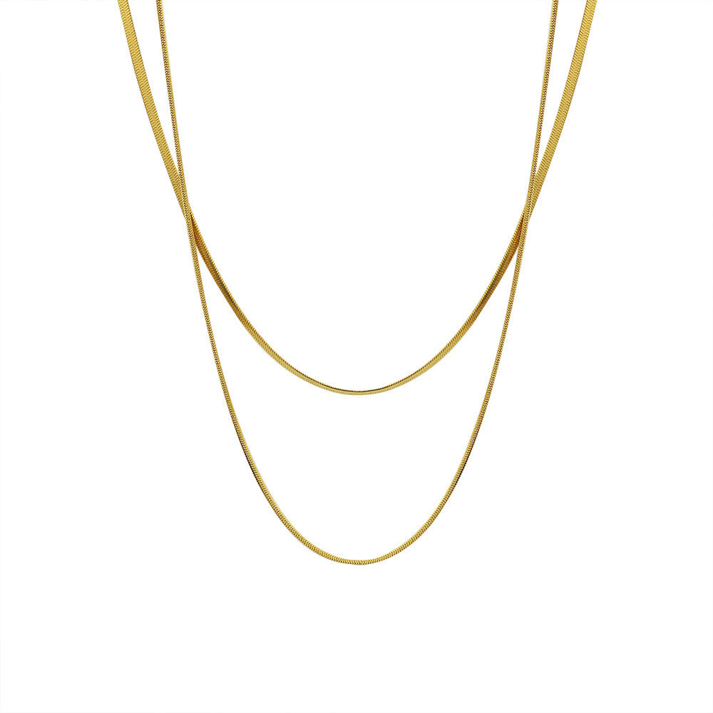 Marka French Double Layer Blade & Queen Plate Necklace Set