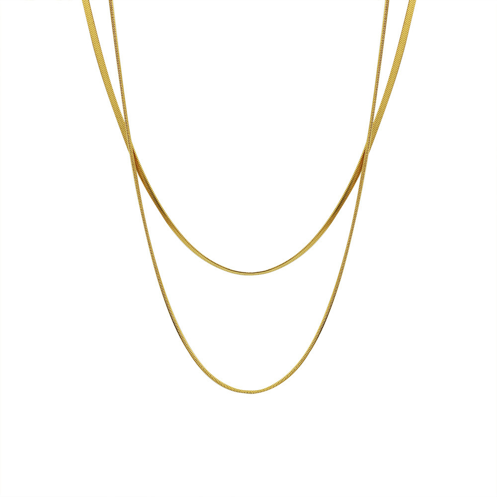 Marka French Double Layer Blade & Queen Plate Necklace Set