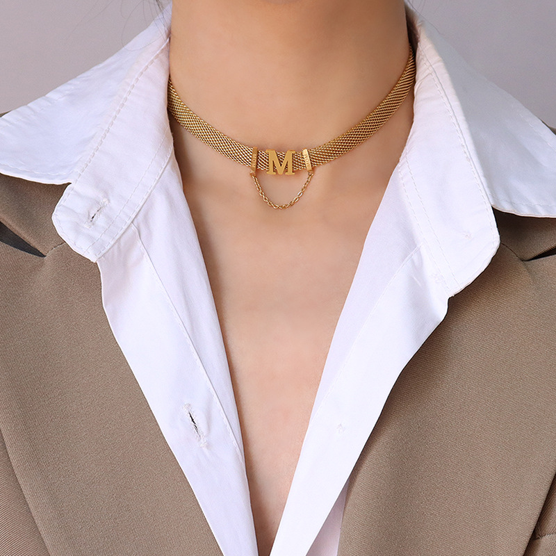 4个款式-Watchband Chain "MOM" Choker & Bracelet Set