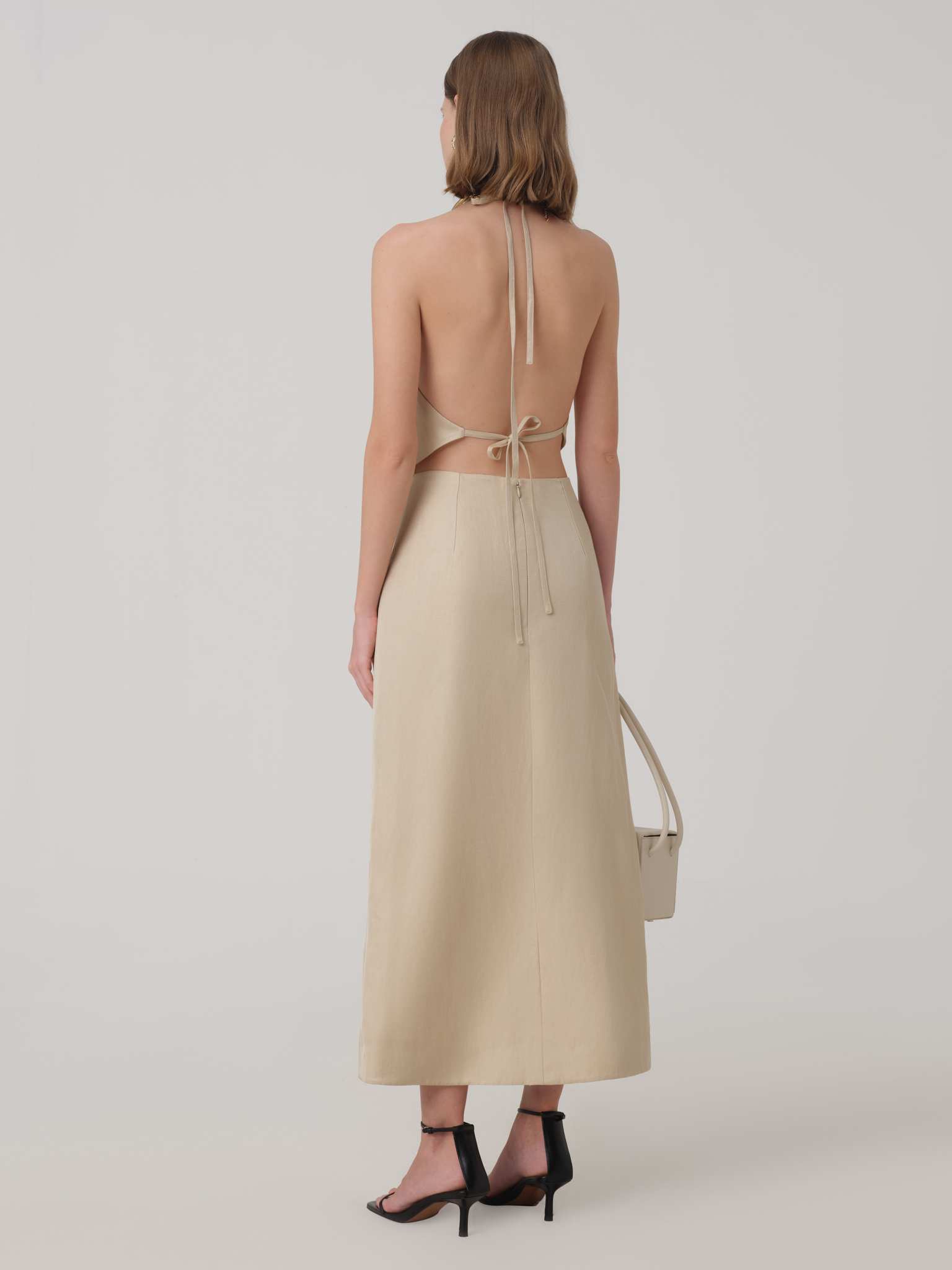 限时促销2-CUT-OUT LINEN MIDI SKIRT