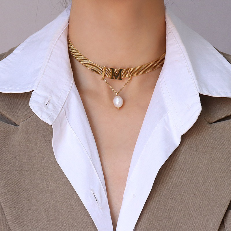 4个款式-Watchband Chain "MOM" Choker & Bracelet Set