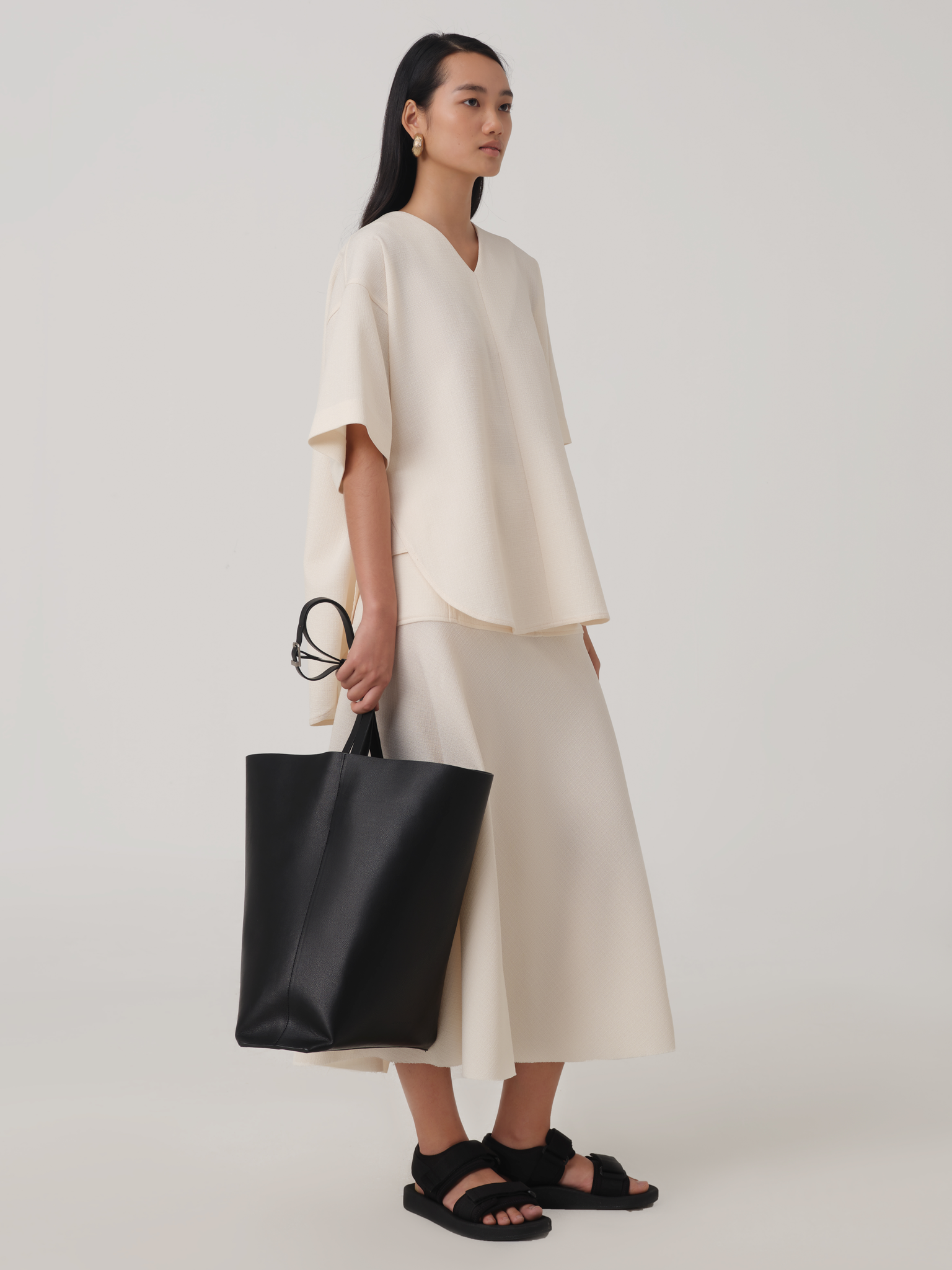 会员价WRAP SILK MIDI SKIRT IN CREAM