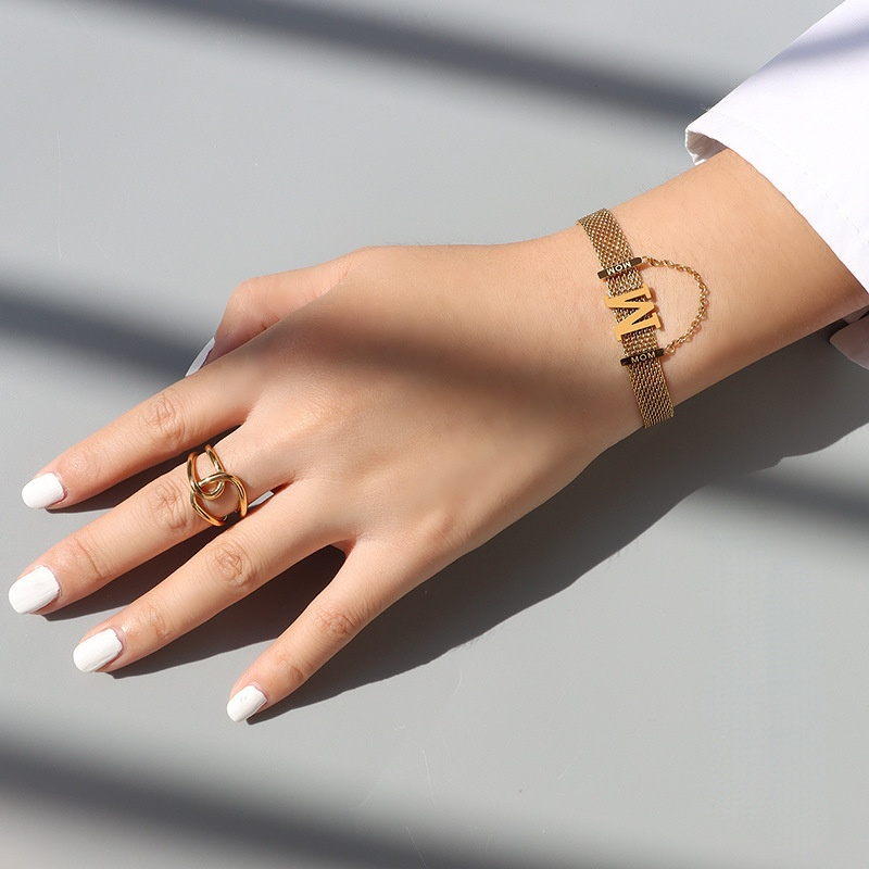 4个款式-Watchband Chain "MOM" Choker & Bracelet Set