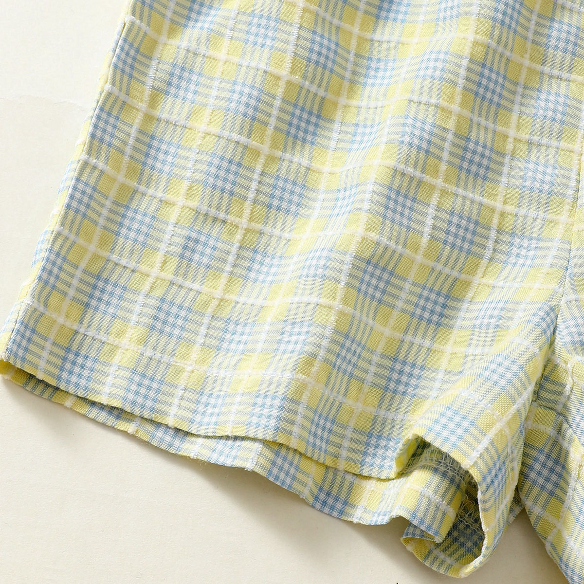 Toddler Girl Cute Plaid Heart-shaped Pattern Overalls Wholesale